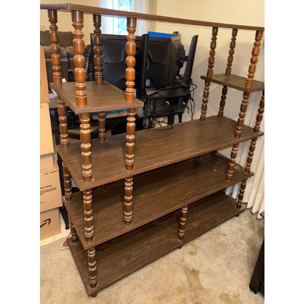 Mid Century Modern Bookcase Or Room Divider w/Wooden Spindles