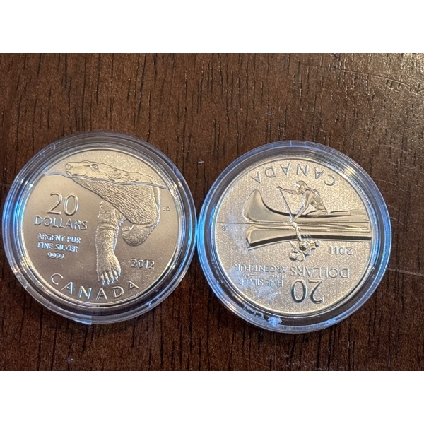 2011 $20 for $20 Canoe - Pure Silver Coin 2012 $20 for $20 Polar Bear - Pure Silver Coin