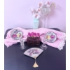 Image 2 : Decorative Set Featuring Floral Plates, Crystal Accents, and Pink Accessories