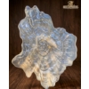 Image 2 : Vintage Organically Shaped Shallow Centerpiece Bowl Crafted White Iridescent Opalescent Art Glass