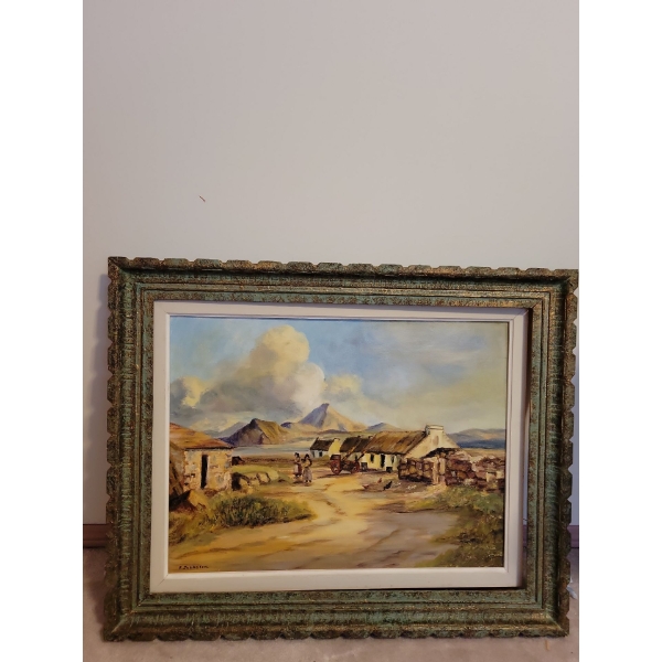 F. Johnson Oil on Board Landscape Art 31x24