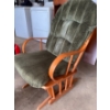 Image 3 : Velvet Green Upholstered Rocking Chair & Ottoman  Vintage Glider