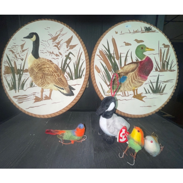 Modern Art - Carved Plaster Wall Plaques Decorative Birds 13T & More
