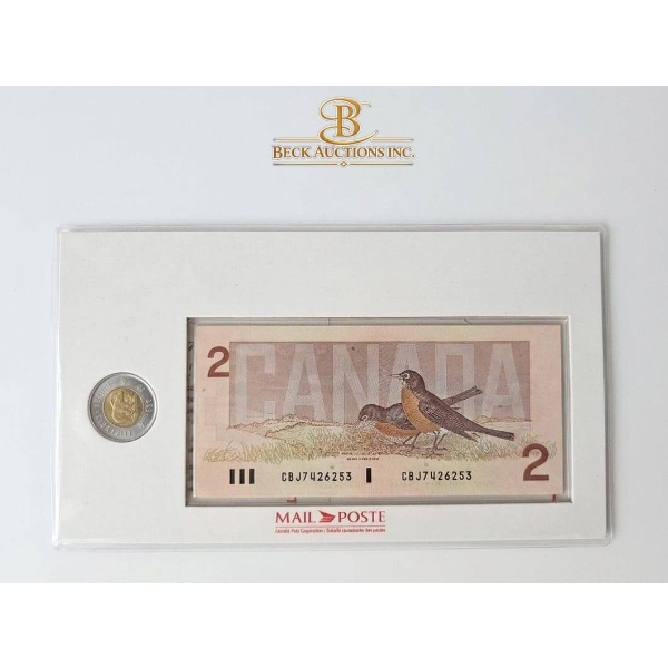 Commemorative 1996 Canada $2 Note and Toonie Set in Display