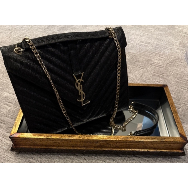 Yves Saint Laurent Monogram Envelope Bag w/ Adjustable Chain Link Shoulder Strap