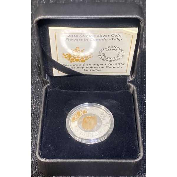 2014 $5 Flowers in Canada - Tulip Fine Silver Coin 9 Grams
