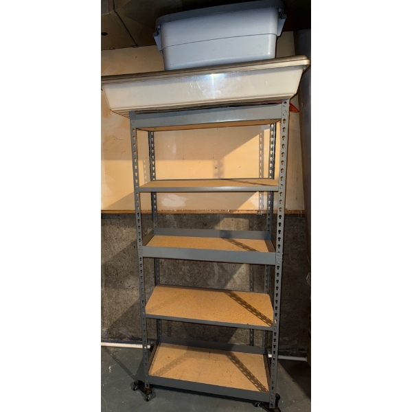 Metal Rack Storage Shelving w/Totes  33x29x72"tall