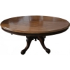 Image 1 : Wooden Round Table with Carved Pedestal Base, 34" x 46" Top