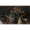 Image 1 : Oriental Motif Tea Set with Painted Designs- Includes: Teapot 7 T, Tea Urn, Cream and Sugar