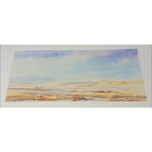Tranquil Artist Signed Original Landscape Watercolor, Framed. - 21.5'W x 10.5"H Before Frame