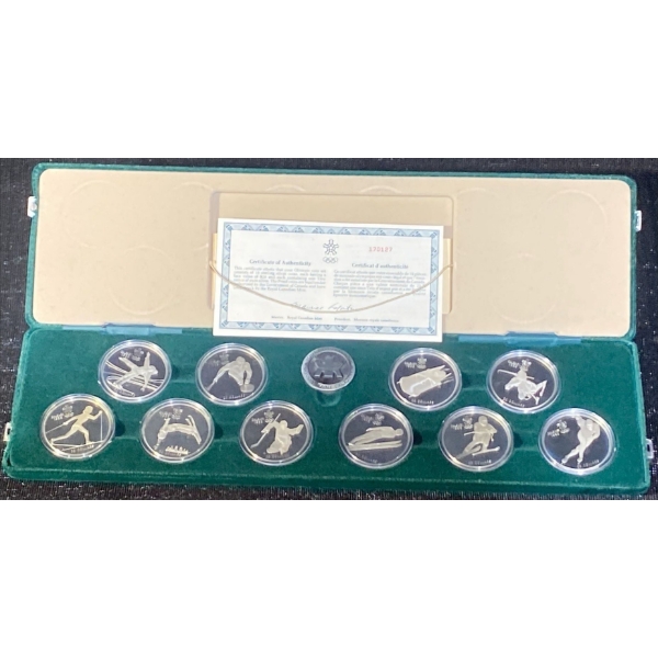 1988 Calgary Winter Games 12 Coin Set Fine Silver 12 Troy Ounces