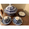 Image 1 :  A set of Russian vintage tea cup, and saucer, blue and white ornate serving dish and small plate