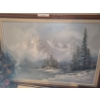 Image 3 : Assorted Paintings & Wall Decor.  Mountain Painting 41 w 29 h