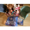Wooden Doll Crib 24 w, 13 1/2 l, 18 h.  Incl Stuffed Animals, Puzzles, Mini Wicker Chair