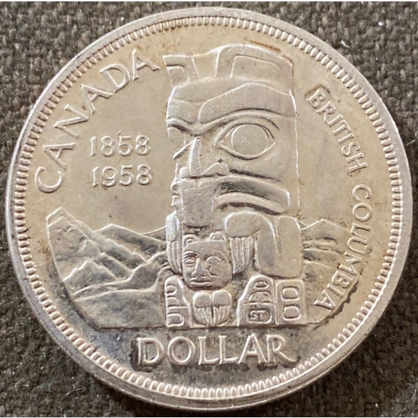1958 100th Anniversary of British Columbia Coin 80% Silver 23.33 Grams