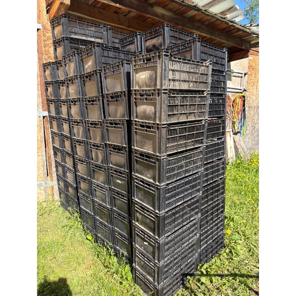 Approx. 125 Black Plastic Product Crates