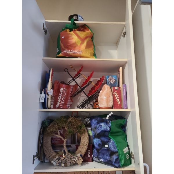 Assorted Household Items Including: Games, Salt Lamp, Solar Lights, Seasonal Decor