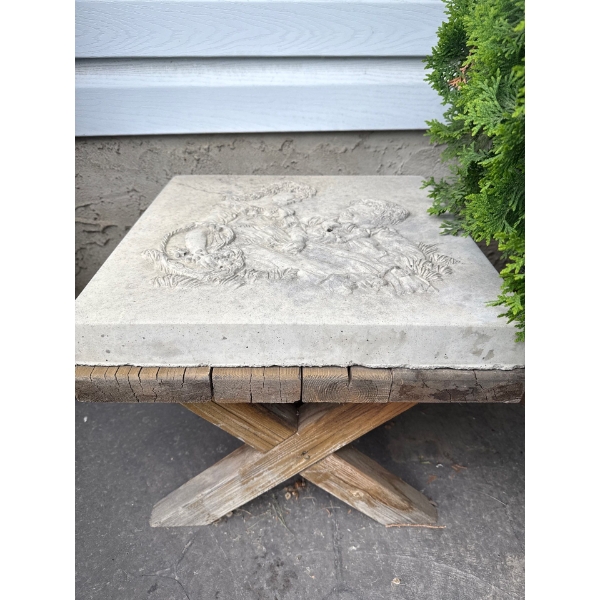 Wooden Table w/ Decorative Tile (Tile is 18x18) 