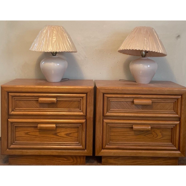 Pair of Nightstands w/ Lamps 