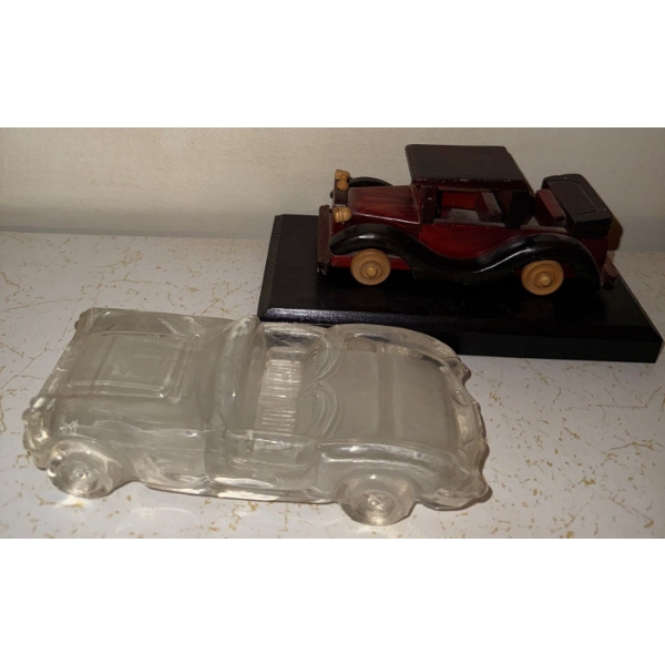 Collectible Paperweight Shaped Like A 1959 Chevrolet Corvette Convertible & Wood ModelT