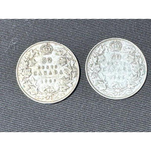1929 Canadian Silver Half Dollars