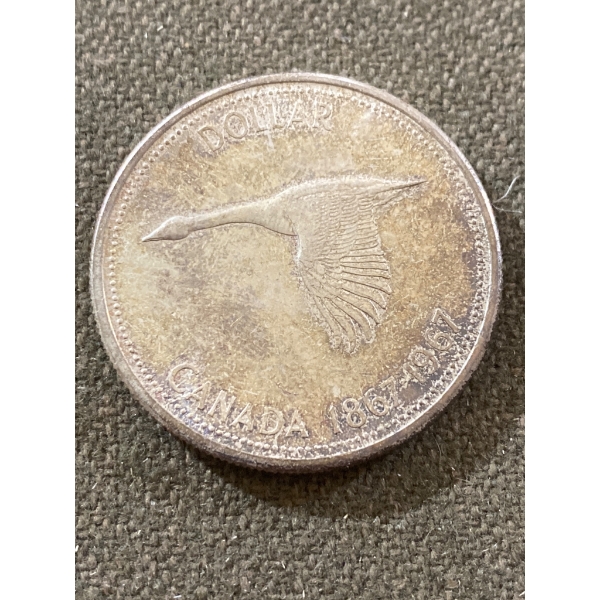 1967 Canadian Centennial Silver Dollar with Flying Goose Design