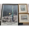 Image 1 : Desert Moon Poster 18.5 X 24.5, Two Edward Goodall Prints 11.5 X 10, 10 X 11.5, Framed Under Glass