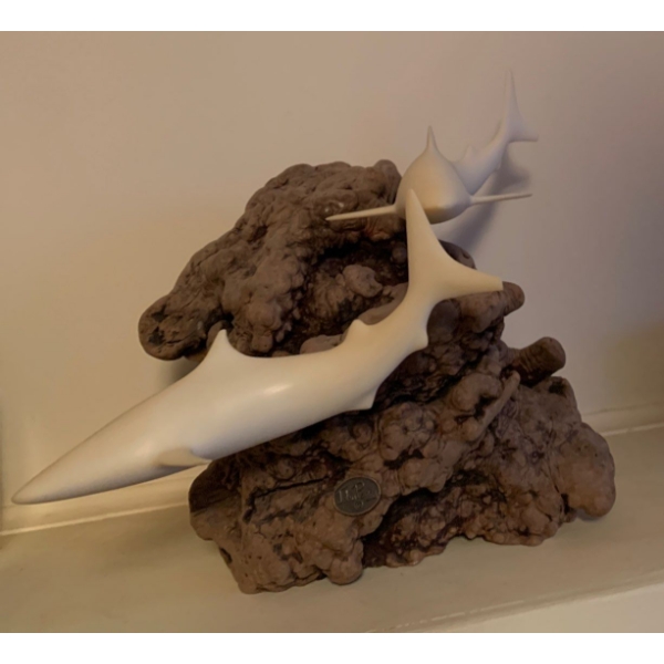 Sharks Swimming In The Reef - John Perry 9T Driftwood Art