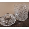Image 2 : Vintage Bohemian Cut Crystal Biscuit Barrel & Matching Vase 15'Tall
