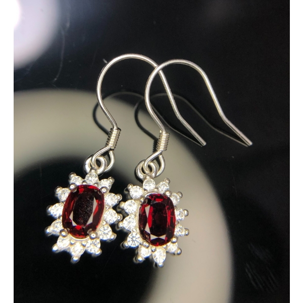  Silver Spessartite Garnet gemstone Earrings 1.77 ct Certified ($1,209 Appraisal)