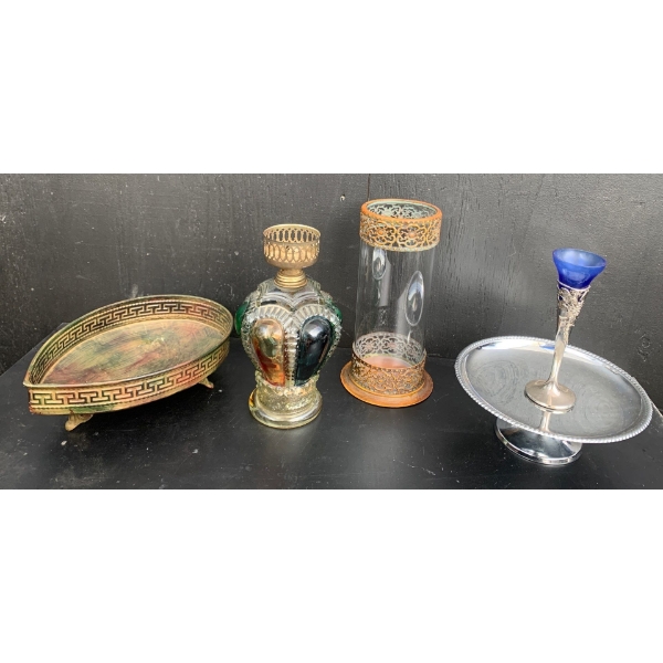  Vintage Gorgeous Multicolor Oil Lamp (10T), Serving Tray, Candle Holder, and More 