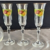 Image 2 : Glass Decanter Set with Floral Designed Champagne Flutes 