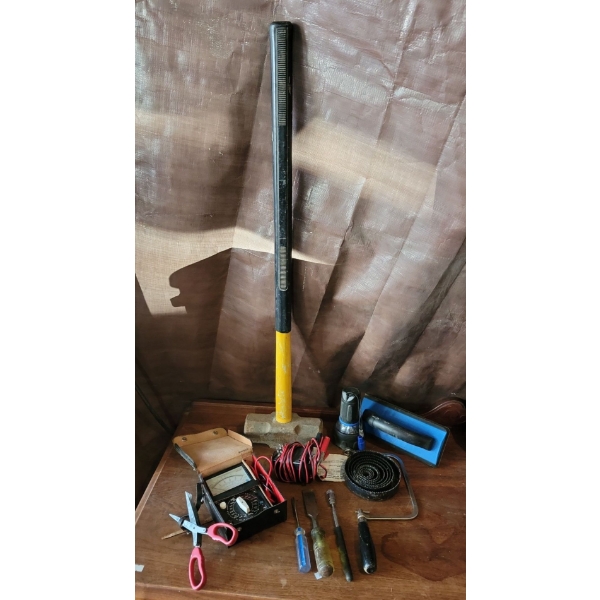 Tools Including Sledge Hammer and an Analog Multimeter
