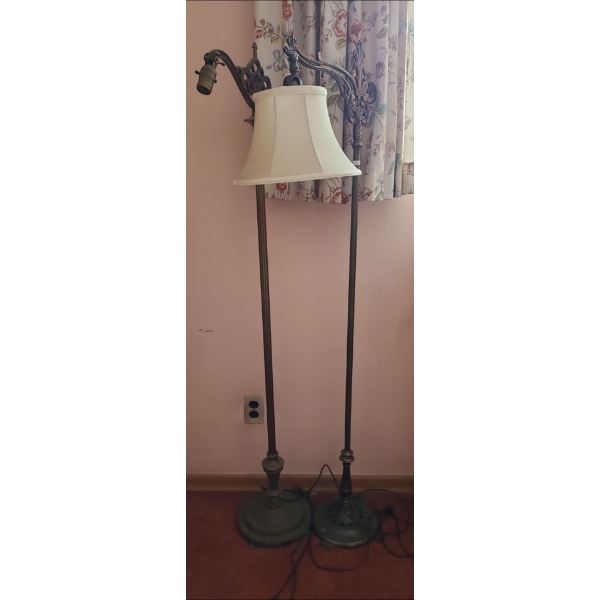 Pair of Antique Brass Floor Lamps (Needs Rewiring) 58 T, 11 W Base 