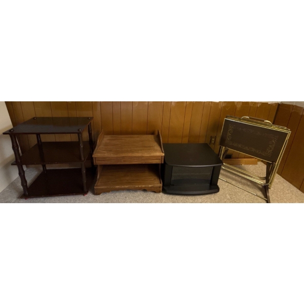 Miscellaneous Furniture Collection - Small Shelves (26W, 31T),  TV Stand, TV Dinner Trays 