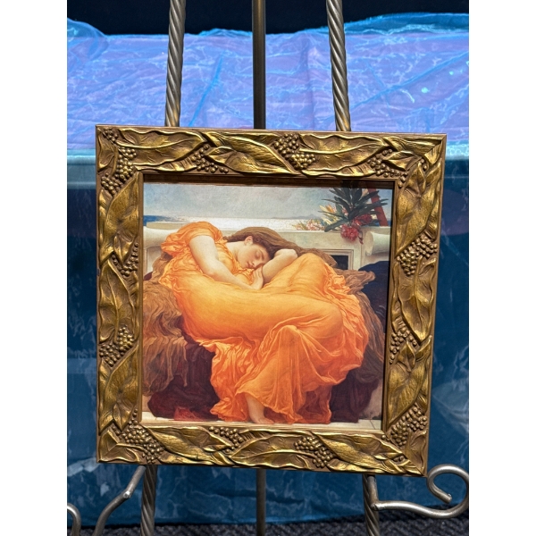 Unsigned "Sleeping Lady in Orange Dress" Print 9.5Wx9.5H