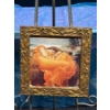 Image 1 : Unsigned "Sleeping Lady in Orange Dress" Print 9.5Wx9.5H