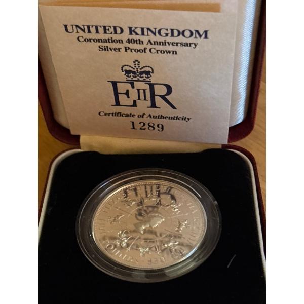 1993 Coronation 40th Anniversary Five Pound Crown Silver Proof Coin