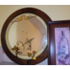 Image 2 : Bird Faux Stained Glass Mirror 19" Diameter, Wine Pictures 7.5 X 13.5, Seiko Plastic Clock 7 X 17