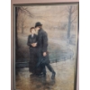 Image 2 : Print of Rainy Walk in the Park 24 X 30, Framed Under Glass 
