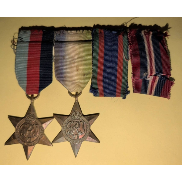 World War II Campaign Stars with Ribbon Fragments