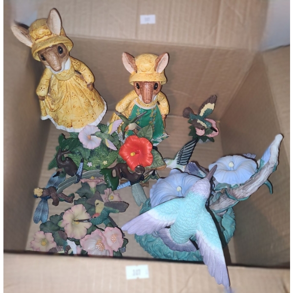 Resin Rabbits and Hummingbirds Decor- Tallest Hummingbirds: 7 W, 9 T