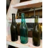 Image 2 : 3 Rare antique, hand-blown teal glass bottle , antique green glass bottle, likely from the late 19th