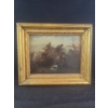 Image 1 :  Oil on Canvas Painting of a 19th Century Battlefield (14.5" x 11"  Inches Before Frame)