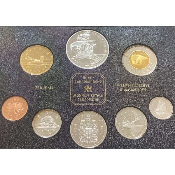 2004 Canadian Proof Set With Fine Silver Dollar 92.5% Silver  1.94 Troy Ounces