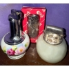 Image 1 : Vintage Hand Painted Porcelain Table Lighter, Opaline Glass Lighter & Singapore Lighter