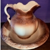 Image 2 : Arnel's Antique Ceramic Pitcher & Wash Basin Set- Victorian Revival  Washing Hands