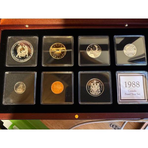 1988 Canada Proof Double Dollar Set - Les Forges du Saint-Maurice Ironworks- coins may be lightly to