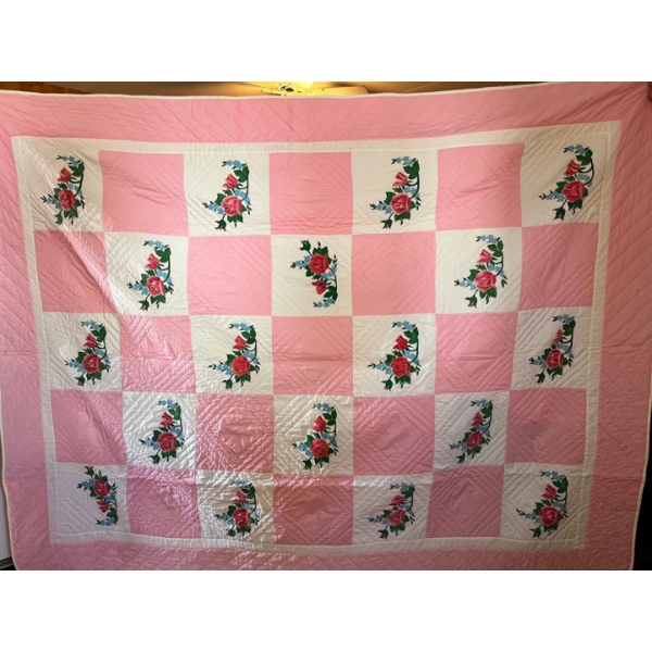 Queen size comforter. liquid embroidery, hand quilted.