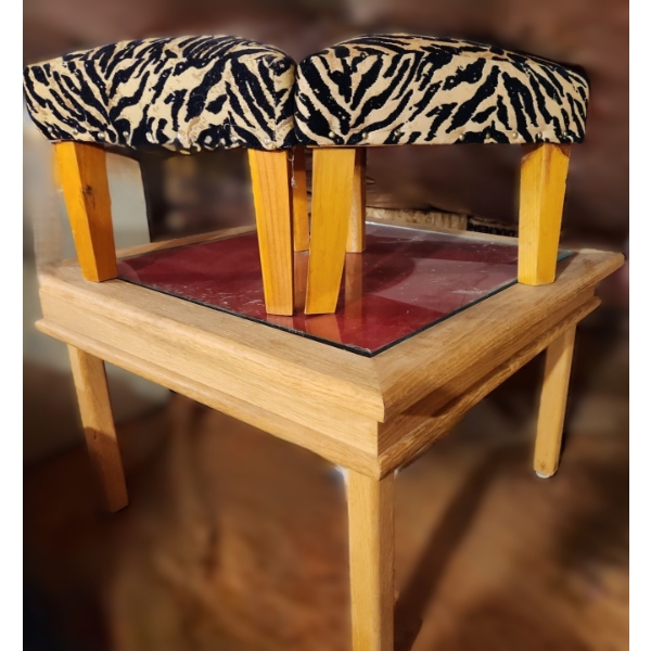 Utility Table 25 W, 25 D, 17 T and Two Footstools 14 W, 14 D, 11 T  